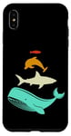Coque pour iPhone XS Max Rétro Empilés Animaux Mer Vintage Couleur Silhouettes Marine