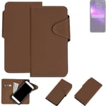 Protective cover for Motorola One Macro flip case faux leather brown mobile phon