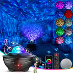 WiFi Galaxy Star Light Projector, Starry Night Projector Ceiling Skylight, Ocean Wave Night Light Projector for Bedroom Adult&Kids, Remote& Alexa App Control, Bluetooth Music Projector 10 Modes Timer