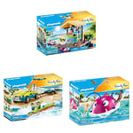 Playmobil Family Fun Set (includes 70612 Paddle Boat Rental, 70613 Swimming Island, and 70436 Beach Hotel Beach Car with Canoe)