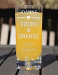 Personalised Engraved Boxed Vodka & Orange Glass Gift Birthday Xmas Heart