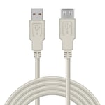 Waytex 11330 Rallonge Câble USB 2.0 Mâle A vers Femelle A 3,00 m, Gris, pour imprimante, scanner, webcam, souris, clavier et tous périphériques USB