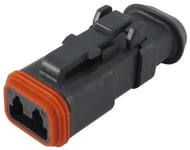 Kontakthus Deutsch, Plug,2-Pol Svart, Lång Hals