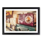 Big Box Art Vintage Retro Radios Framed Wall Art Picture Print Ready to Hang, Black A2 (62 x 45 cm)