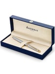 Waterman Hémisphère Fountain Pen | Stainless Steel with 23k Gold Trim | Medium Nib | Blue Ink | Gift Box