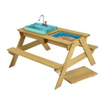 TP Toys Splash & Play Wooden Picnic Table Including A Splash Tub And Sin. Recycles The Water, Wooden Picnic Table Sandpit, Kids Garden Furniture And Outdoor Dining, FSC Certified Wood - 2 Years +