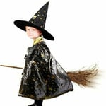Kids Halloween Costumes Witch Wizard Cloak + Hat Cape F Orange