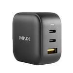 MINIX 66W Turbo 3-Port GaN Wall Charger 2 x USB-C Fast Charging Adapter, 1 x USB-A Quick Charge 3.0 for Smart Phone, Pad, laptop and MacBook Pro Air, iPad Pro.