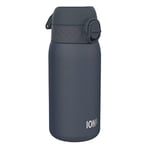 Ion8 Insulated Steel Water Bottle, 320ml, Leak Proof, One-Finger Open, Secure Lock, Dishwasher Safe, Fits Cup Holders, Carry Handle, Scratch Resistant Paint, Stainless Steel, Ash Navy