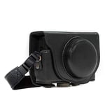 MegaGear MG596 Sony Cyber-shot DSC-HX99, DSC-HX95, DSC-HX90V, DSC-HX80 Ever Ready Leather Camera Case with Strap - Black