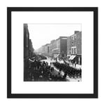 Soldiers Parade Georges Street Limerick Ireland 1908 8X8 Inch Square Wooden Framed Wall Art Print Picture with Mount