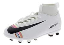 Nike Mixte Jr Superfly 6 Club FG/MG Chaussures de Futsal, Blanc (White/Black/White 000), 36.5 EU