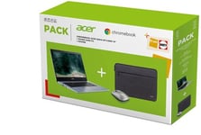 Pack Chromebook Acer CB314-1HT-C6UF Ecran tactile 14" Intel Celeron 8 Go RAM 64 Go eMMC Gris argent + Souris sans fil + Housse