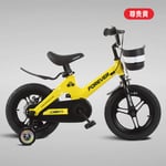 cuzona Children's bicycle boy 2-3-4-6-7 stroller 8 years old baby girl bicycle child medium and large bicycle-14 inch_【Magnesium Alloy】 Premium Yellow One Wheel Free Riding Gift