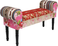 KARE Design Bench Wing Patchwork Red, Fabric, Multicolor, 100x30x54 cm