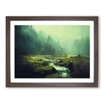 Astonishing Forest Stream H1022 Framed Print for Living Room Bedroom Home Office Décor, Wall Art Picture Ready to Hang, Walnut A4 Frame (34 x 25 cm)