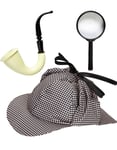 Detektiv Kostymesett med Hatt, Pipe og Forstørrelsesglass