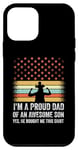 Coque pour iPhone 12 mini Drapeau américain « I'm A Proud Dad Of An Awesome Son »