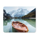 Boat with Mountain and Alpine Lake Landscape Nature Theme Rectangle Non Slip Rubber Mousepad, Gaming Mouse Pad Mouse Mat for Office Home Woman Man Employee Boss Work