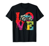 Love Monster Truck - Vintage Colorful Off Roader Truck Lover T-Shirt