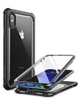 i-Blason Coque iPhone Xs Coque iPhone X, Coque Intégrale Anti-Choc Bumper avec Protecteur d'écran Intégré [Série Ares] pour iPhone Xs/X 5,8 Pouces 2018, Noir