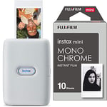 instax mini Link smartphone printer, Ash White & mini instant film Monochrome, 10 shot pack, suitable for all mini cameras and printers