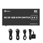 Multi-Port 8K DP USB KVM Switch 2X1 Dual Monitor Extended Display DP7531