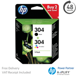 HP Envy 5030 Ink Cartridges - Black & Tri-Colour - HP 304 Original Ink