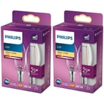 PHILIPS LED Premium Classic Clear B35 Candle Light Bulb 4 Pack [E14 Small Edison Screw] 2W - 25W Equivalent, Warm White (2700K), Non-Dimmable.