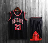 Mens Michael Jordan #23 Chicago Bulls RETRO Basketball Shorts Summer Jerseys Basketball Uniform Top&Short Sportswear,Black,3XL