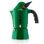 Bialetti Alpina 3 Cup Coffeemaker Cafetière, Aluminium Green, Safety Valve, 9 cm