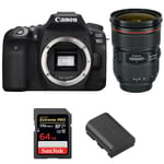 Canon EOS 90D + EF 24-70mm f/2.8L II USM + SanDisk 64GB Extreme PRO UHS-I SDXC 170 MB/s + LP-E6N | Garantie 2 ans