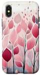 Coque pour iPhone X/XS Rose Hiver Feuilles Moderne Aquarelle Art Abstrait