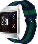 Abasic Women Men Nylon Fabric NATO compatible with Fitbit Ionic Watch Strap Replacement (Blue and Green)