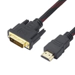 HDMI to DVI Cable，Gelrhonr 4.8ft Bi-directional DVI-D 24+1 Male to HDMI Male to HDMI Male Adapter Cable Support 1080P Full HD for Laptop,Monitor,Projector