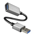 KabelDirekt – Câble de rallonge USB A 3.0 – 0,15m – (connecteur USB A sur port USB A, convient pour tous les ports USB A, noir/space grey) – PRO Series
