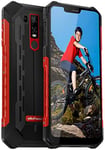 Armor 6E rugged phone has unlocked 4G LTE Dual Sim 4G 6.2" FHD 4GB + 64GB, 5000Mah battery, Android 9.0 Helio P70, NFC + facial recognition + UV Senso + GPS (Red)