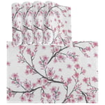 Oarencol Japanese Cherry Blossom Flower Placemat Table Mats Set of 4, Spring Plum Floral Heat-Resistant Washable Clean Kitchen Place Mats for Dining Table Decoration