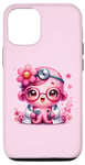 Coque pour iPhone 14 Pro Fond rose avec jolie pieuvre Docteur en rose