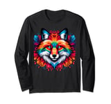 Cool Fox Spirit Animal Illustration Tie Dye Art Long Sleeve T-Shirt