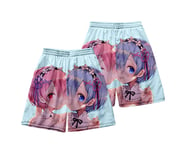 1PCS Swimming Shorts Mens Anime Ram Rem Re：Life In A Different World From Zero 3D Print Funny Hawaiian Beach Trunks Surf Gym With Pockets For Summer Beach Holiday S