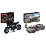 LEGO 42155 Technic THE BATMAN – BATCYCLE Set & 76915 Speed Champions Pagani Utopia Race Car Toy Model Building Kit, Italian Hypercar, Collectible Racing Vehicle, 2023 Set