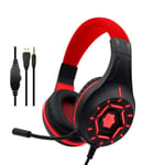 Gaming Headset, Gaming Headphone Stereo Headsets with Noise Canceling Microphone Volume Control and LED Light 40mm Drivers Soft Earpads for Xbox One PC Laptop Tablet Smart Phone
