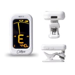 Carry-on RCT-1 Accordeur chromatique rechargeable à clipser pour guitare, basse, ukulélé C, violon avec grand écran LCD pivotant Blanc