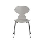 Fritz Hansen Myran 3101 stol nine grey, målad ask, kromat stålstativ