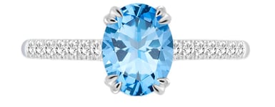 Lykka Elegance blå topas diamantring