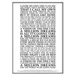 A Million Dreams (The Greatest Showman) Song Lyrics Official Licensed Print Poster (Unframed) (A4 (29.7cm x 21cm), Black)