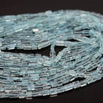 World Wide Gems Beads Gemstone 30 Strand Lot Blue Aquamarine Smooth Rectangle Chiclet Gemstone Loose Craft Beads 14 inch Long 3mm 6mm Code-HIGH-1355