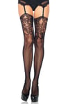 Fishnet Stockings With Lace Top Black O/S