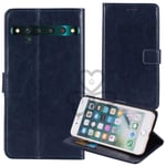 TienJueShi Dark Blue Book Stand Retro Flip Leather Protector Phone TPU Silicone Case For TCL 10 PLUS 6.47 inch Gel Cover Etui Wallet